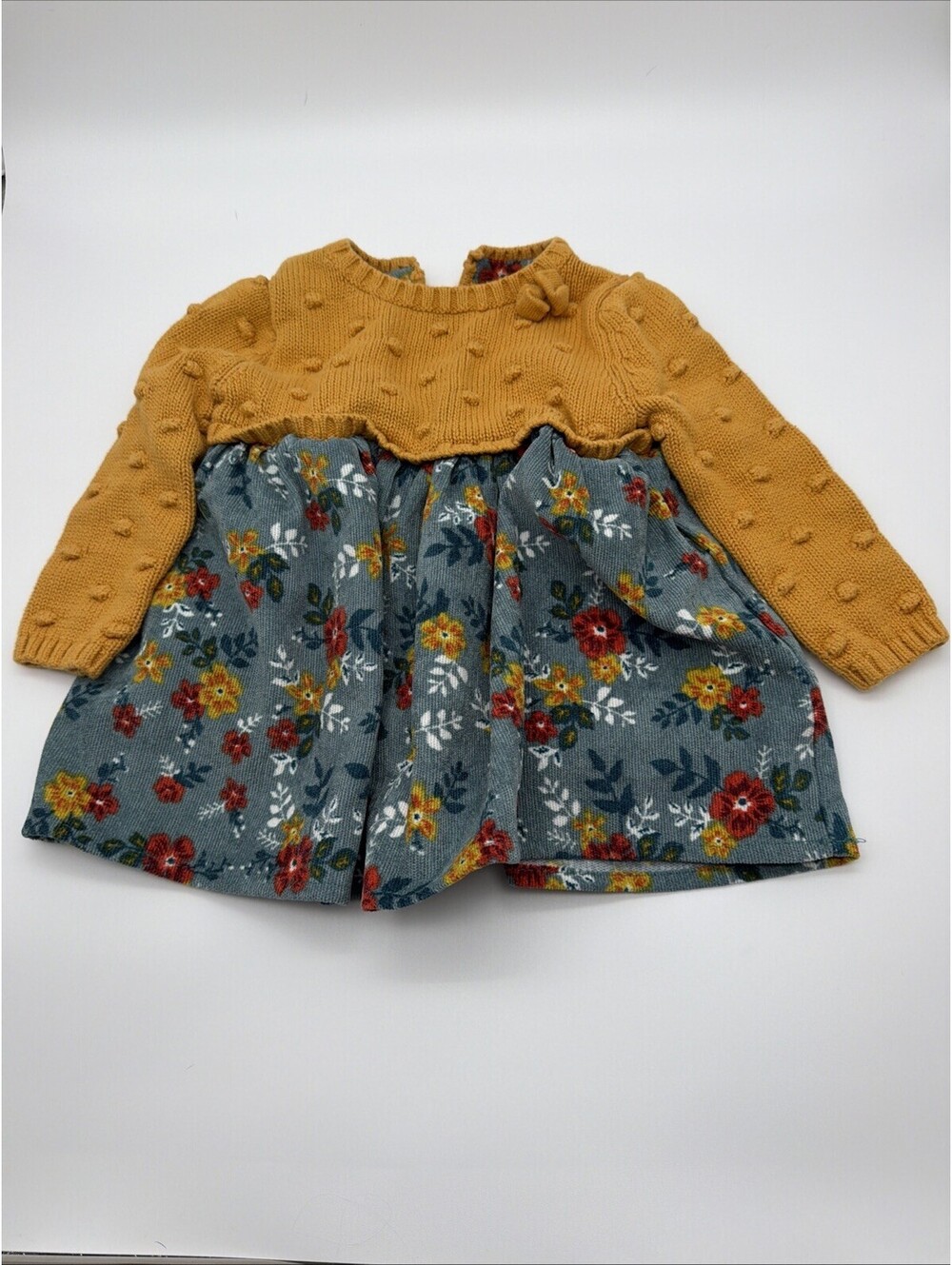 Rachel Ashwell 3-6 Months Baby Girl Knit Dress with Floral Skirt Hole In Back